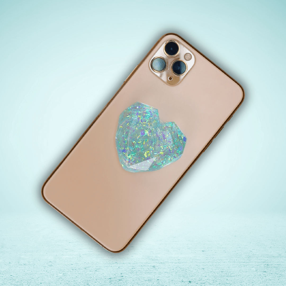 Teal Glitter Heart PopSocket The Sugar Art, Inc.