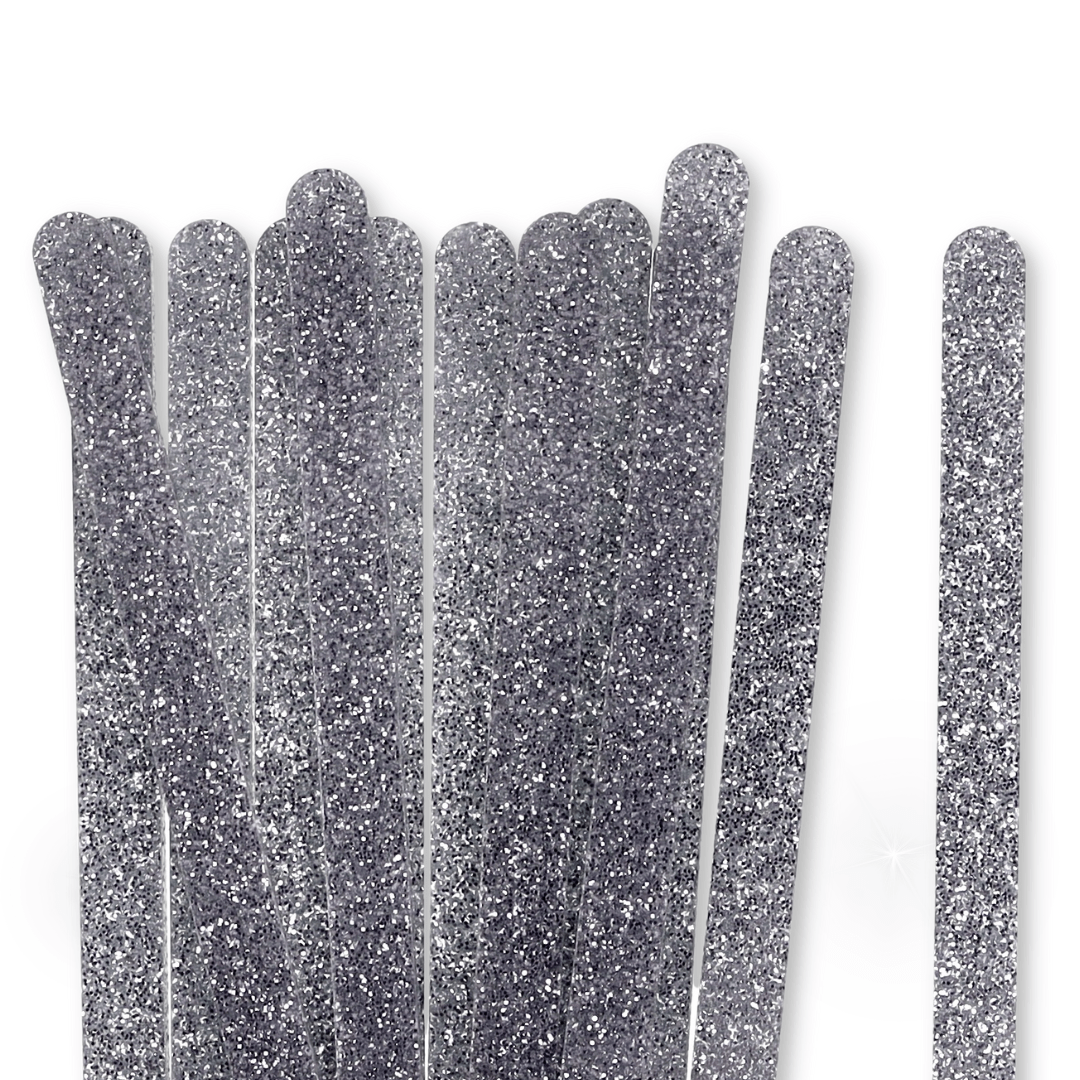 24 Chunky Silver Glitter Popsicle Sticks - The Sugar Art, Inc.