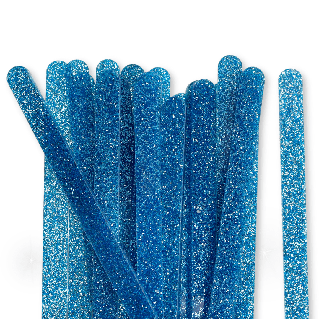 24 Chunky Blue Glitter Popsicle Sticks - The Sugar Art, Inc.