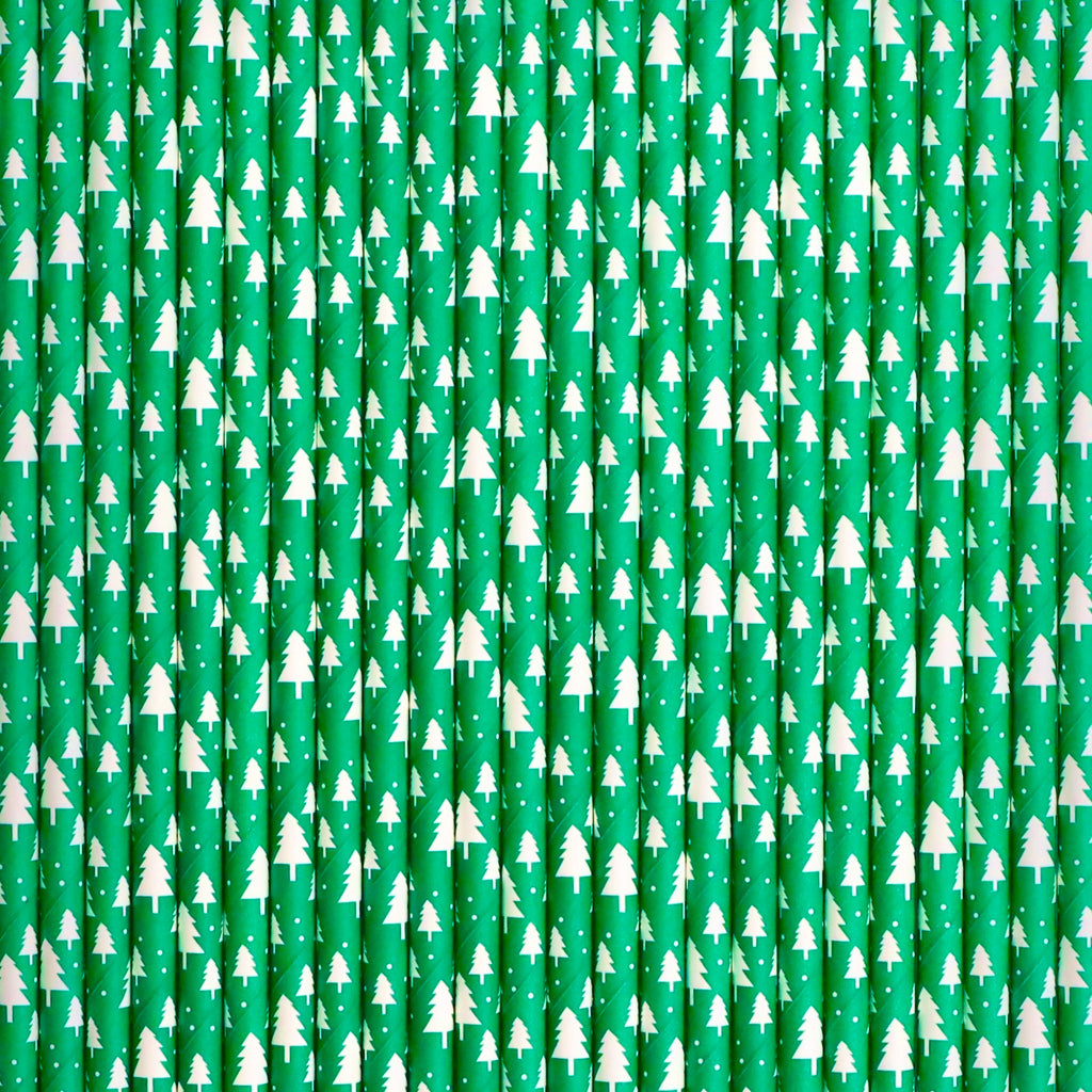 24 Christmas Tree Green Straws / Cake Pop Sticks