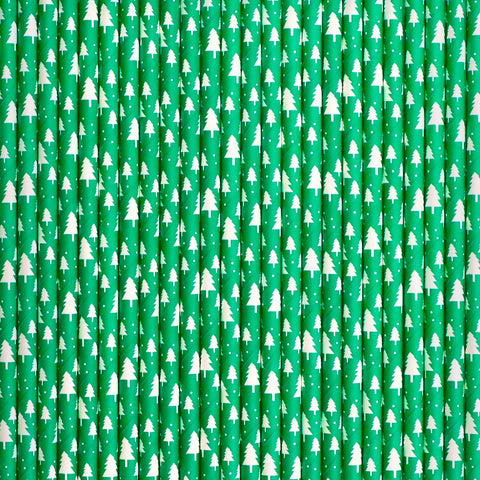 24 Christmas Tree Green Straws / Cake Pop Sticks