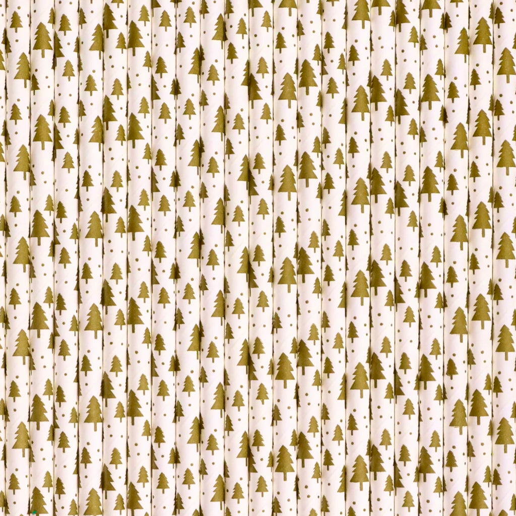 24 Christmas Tree Gold Straws / Cake Pop Sticks