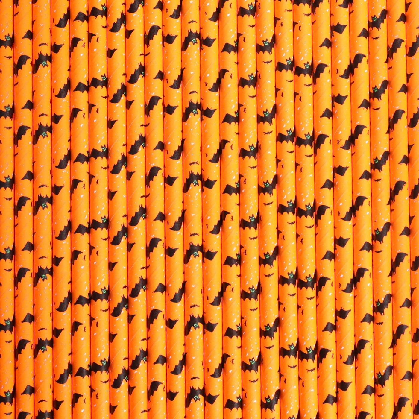 Black and Orange Bat Halloween Straws