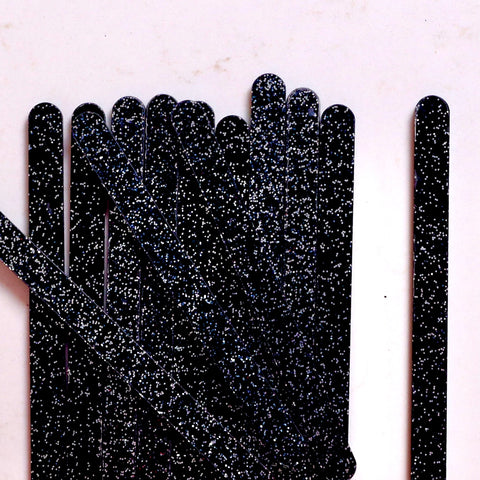 24 Black Glitter Popsicle Sticks