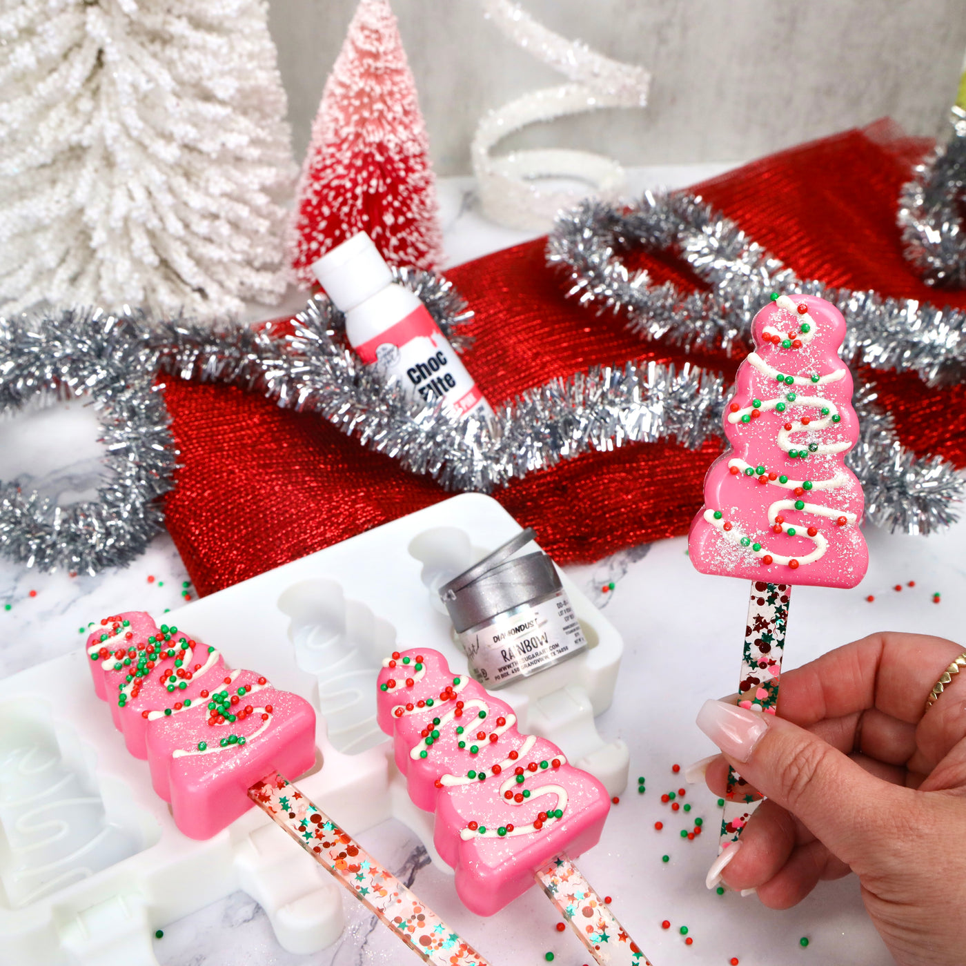 24 Christmas Glitter Popsicle Sticks - The Sugar Art, Inc.