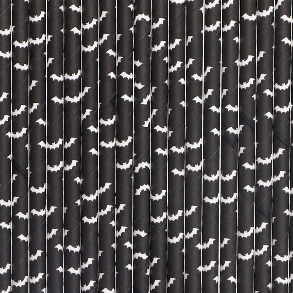 24 BLACK Halloween Bat Straws / Cake Pop Stick