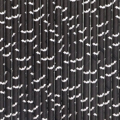 24 BLACK Halloween Bat Straws / Cake Pop Stick - The Sugar Art, Inc.