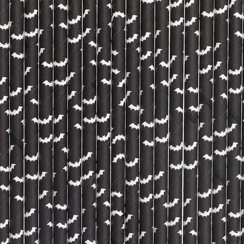 24 BLACK Halloween Bat Straws / Cake Pop Stick