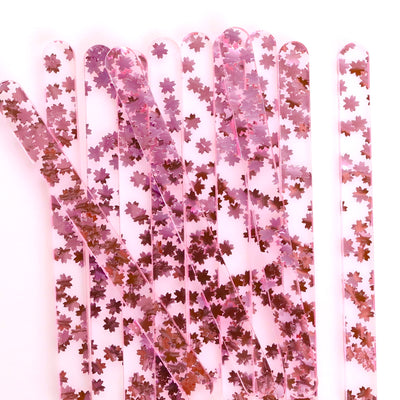  24 Pink Snowflake Glitter Popsicle Sticks