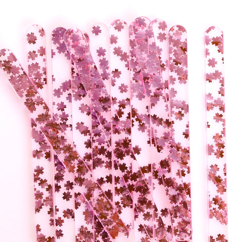 24 Pink Snowflake Glitter Popsicle Sticks