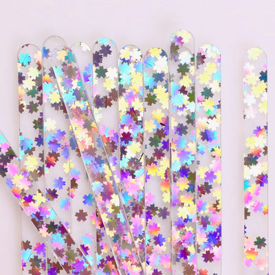  24 Snowflake Glitter Popsicle Sticks