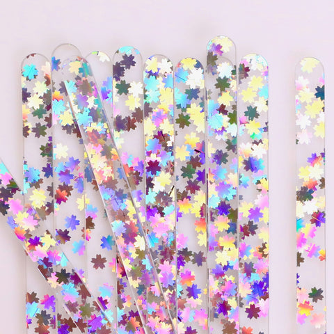 24 Snowflake Glitter Popsicle Sticks