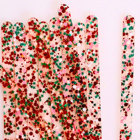 24 Multi Glitter Popsicle Sticks