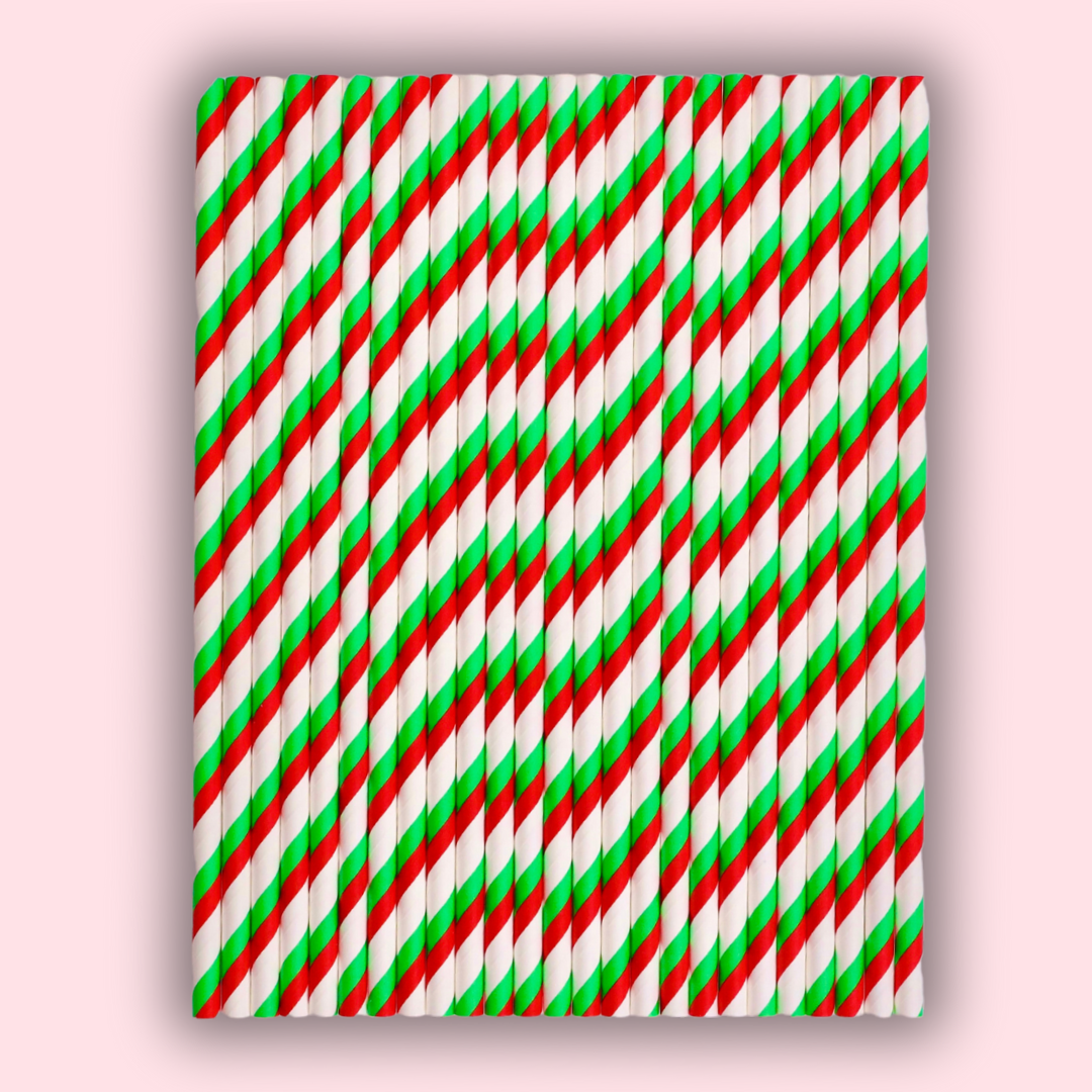 24 Christmas Stripe Straws / Cake Pop Sticks - The Sugar Art, Inc.
