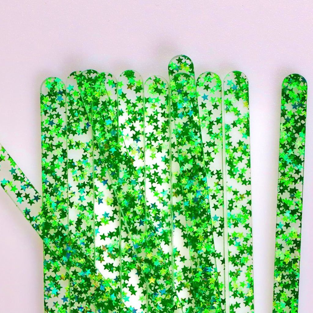 24 Green Star Popsicle Sticks