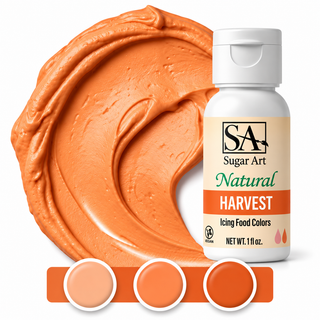 Harvest natural color bottle with icing swatch and light, medium and dark tones