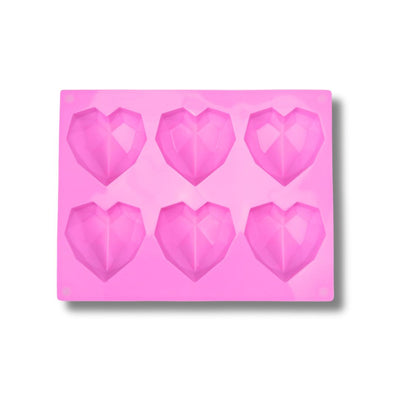  6-Cavity Geo Heart Mold Pink