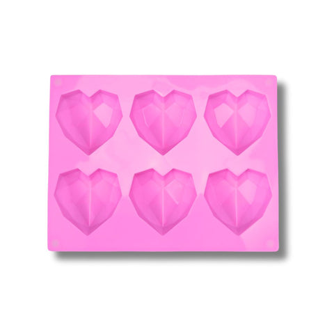 6-Cavity Geo Heart Mold Pink