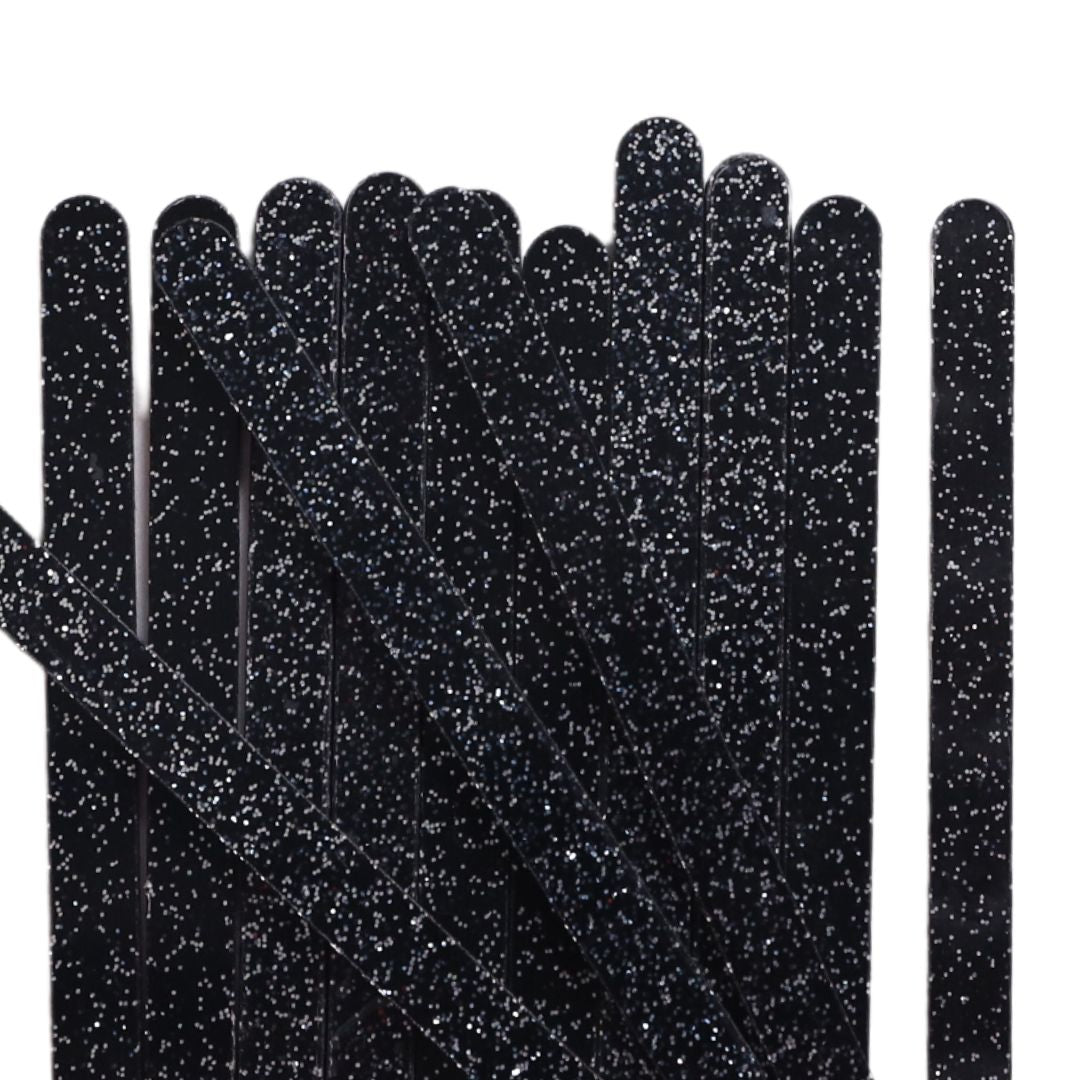 24 Black Glitter Popsicle Sticks