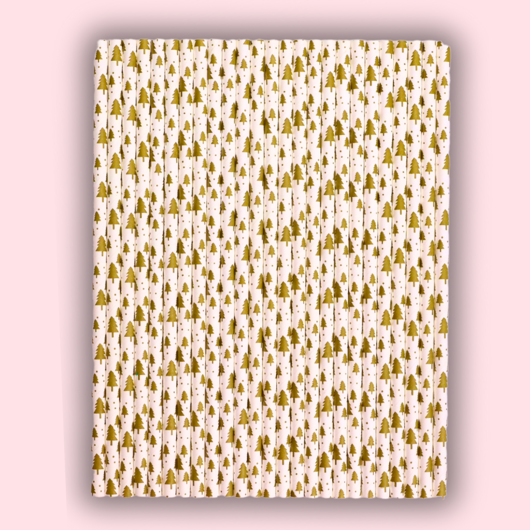 24 Christmas Tree Gold Straws / Cake Pop Sticks - The Sugar Art, Inc.