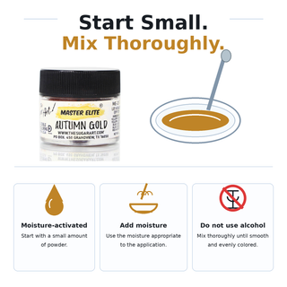 Master Elite Autumn Gold food color moisture activation instructions