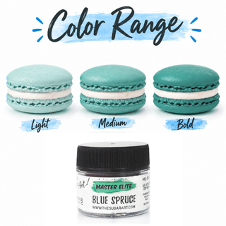 Master Elite Blue Spruce food color range from light to bold