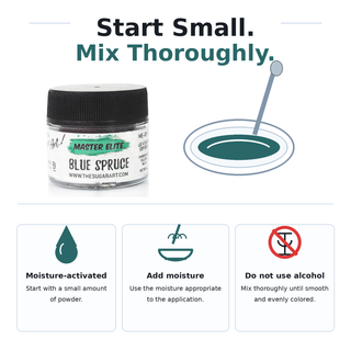 Master Elite Blue Spruce food color moisture activation instructions