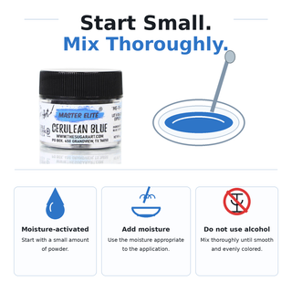 Master Elite Cerulean Blue food color moisture activation instructions