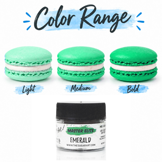 Master Elite Emerald food color range from light to bold