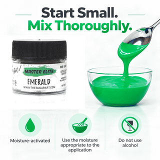 Master Elite Emerald food color critical rule: start small and mix thoroughly