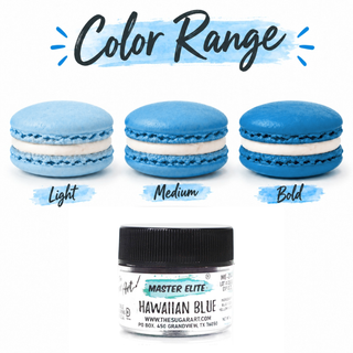 Master Elite Hawaiian Blue food color range from light to bold