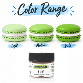 Master Elite Lime food color range from light to bold