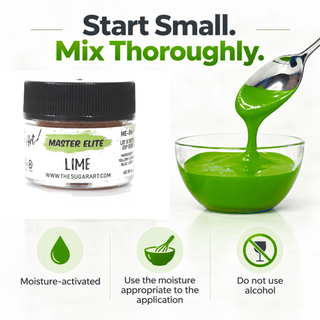 Master Elite Lime food color critical rule: start small and mix thoroughly