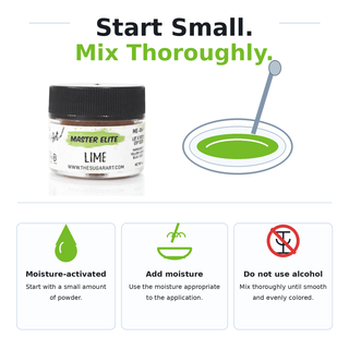 Master Elite Lime food color moisture activation instructions