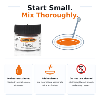 Master Elite Orange food color moisture activation instructions