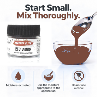 Master Elite Red Wood food color critical rule: start small and mix thoroughly