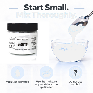 Master Elite White food color critical rule: start small and mix thoroughly