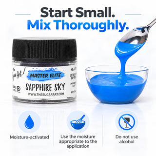 Master Elite Sapphire Sky food color critical rule: start small and mix thoroughly