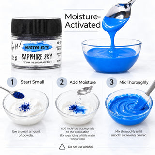 Master Elite Sapphire Sky food color moisture activation instructions