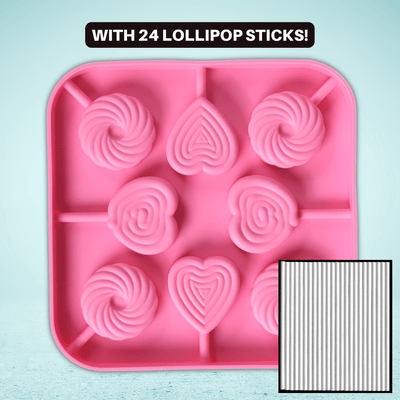  Lollipop Mold - Circles & Hearts