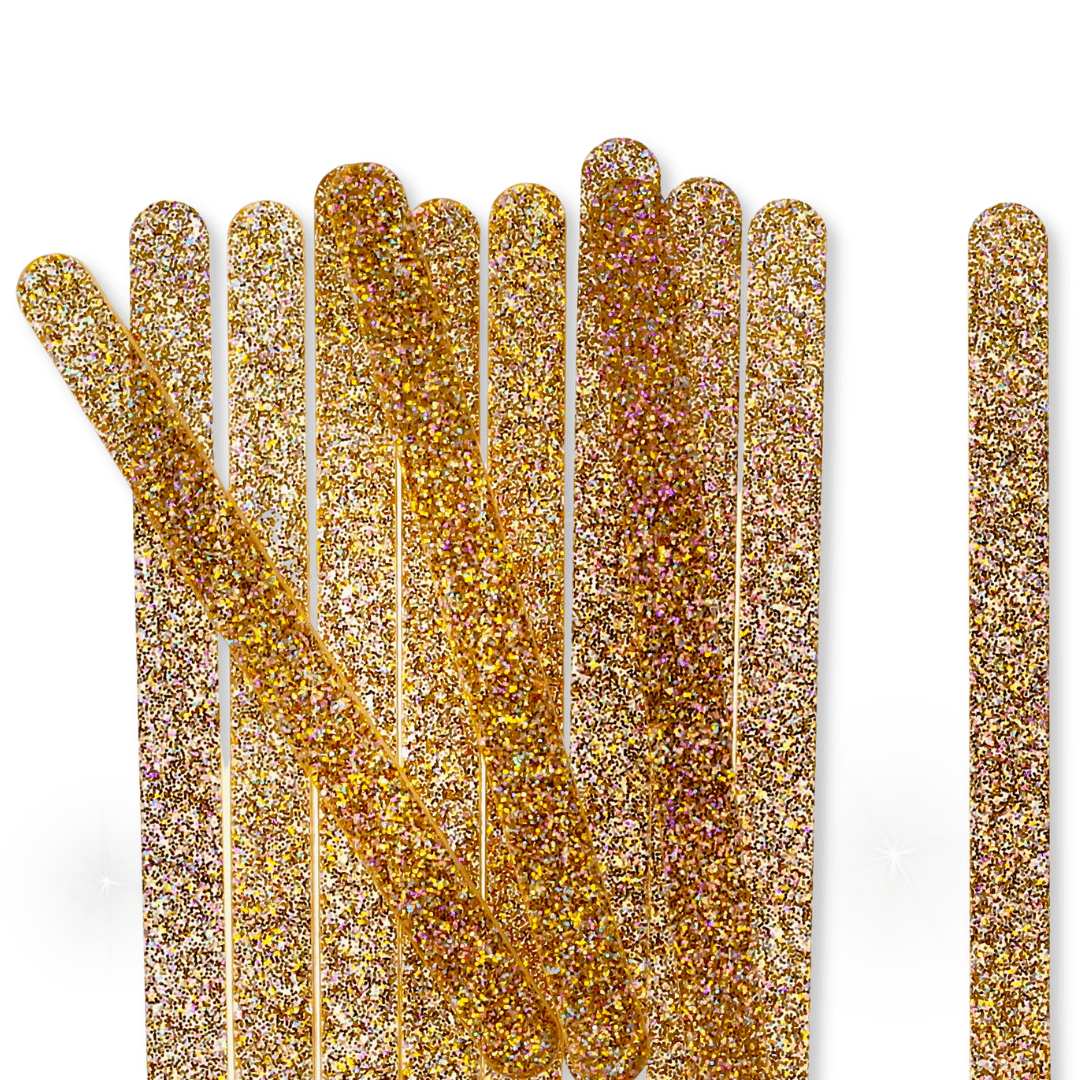 24 Chunky Gold Glitter Popsicle Sticks - The Sugar Art, Inc.