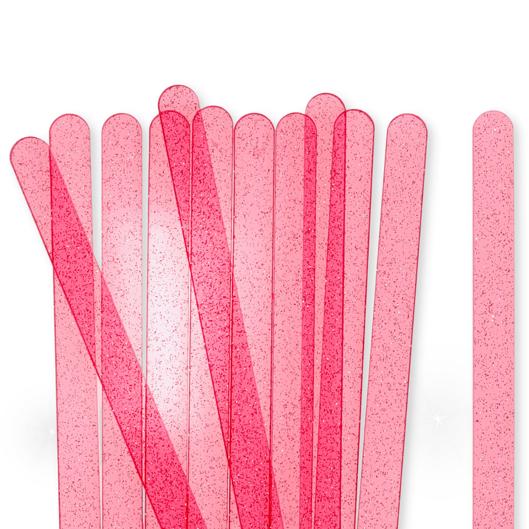 24 Clear Pink Glitter Popsicle Sticks - The Sugar Art, Inc.