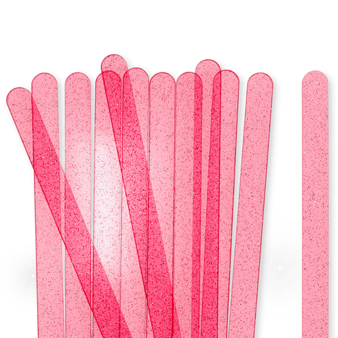 24 Clear Pink Glitter Popsicle Sticks