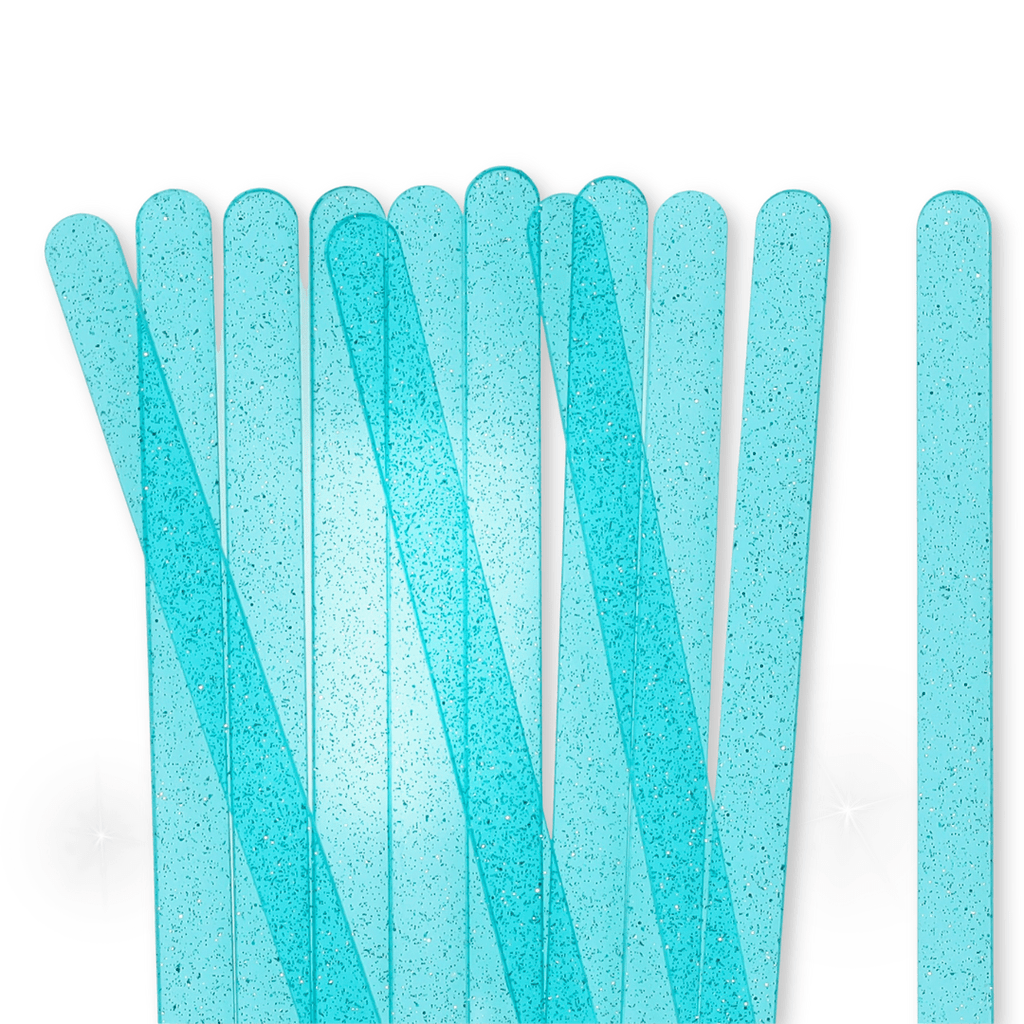24 Clear Teal Glitter Popsicle Sticks