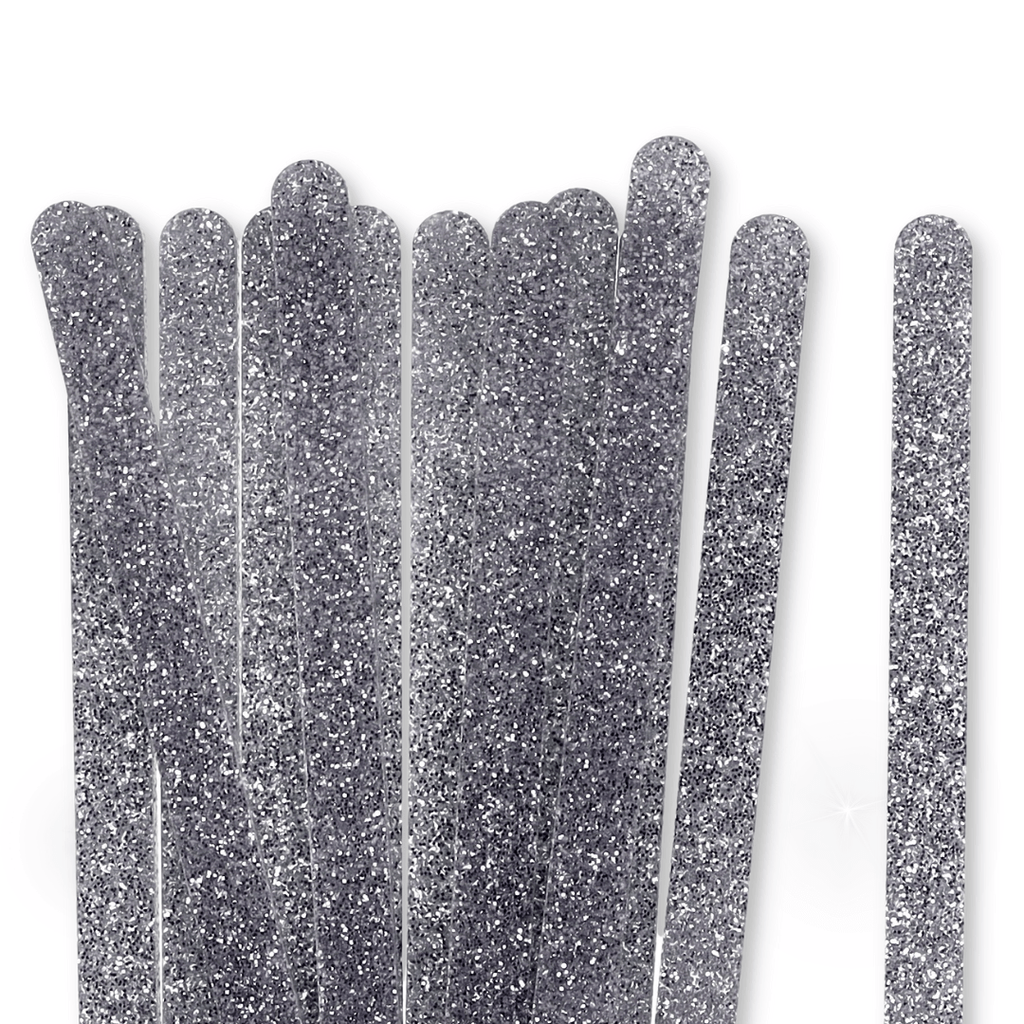 24 Chunky Silver Glitter Popsicle Sticks