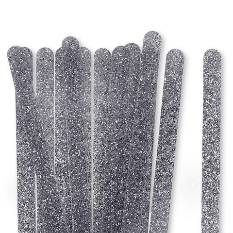 24 Chunky Silver Glitter Popsicle Sticks