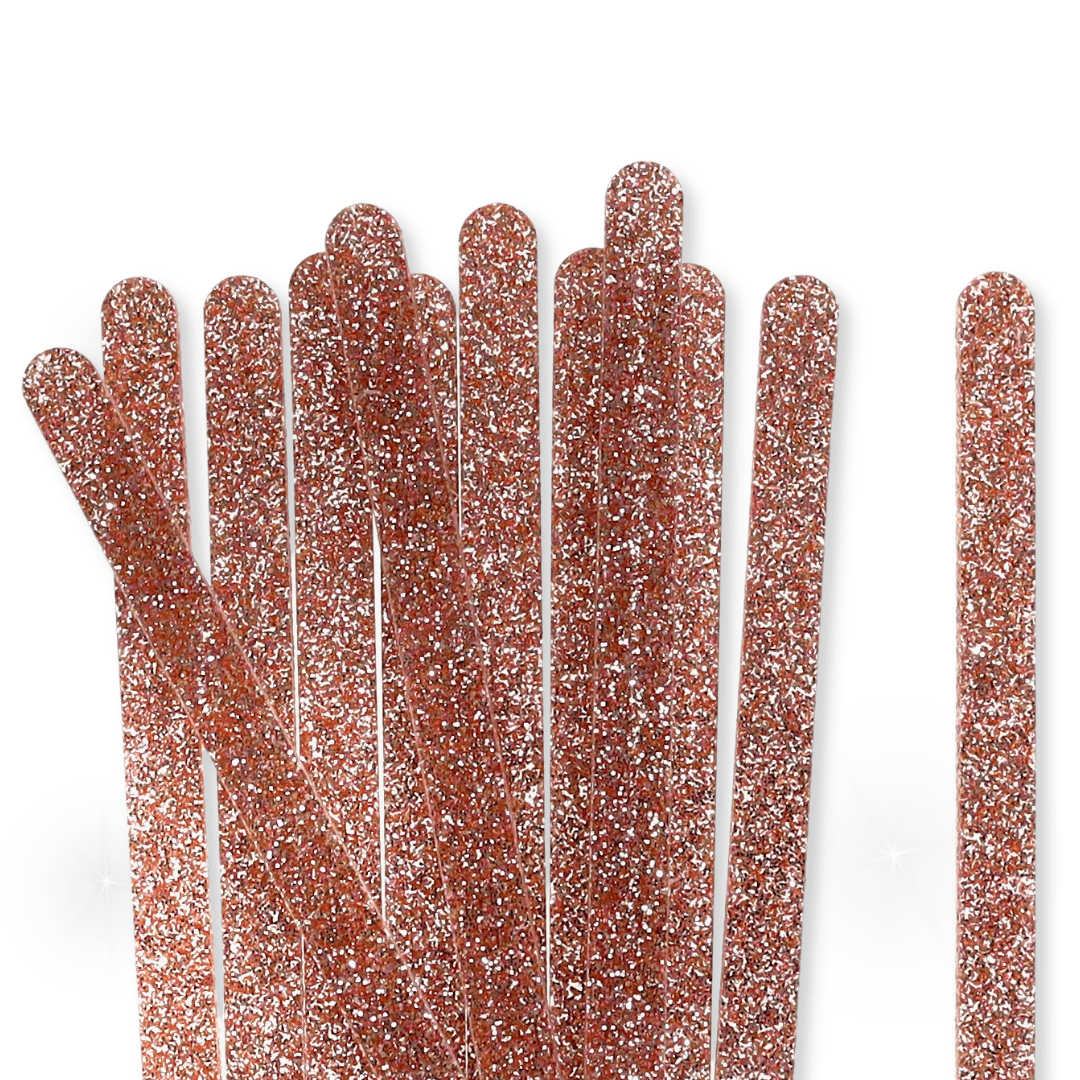 24 Chunky Rose Gold Glitter Popsicle Sticks - The Sugar Art, Inc.