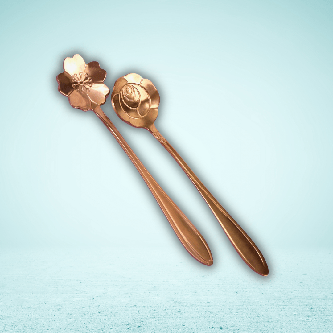 Rose Gold Flower Spoons (Set of 2) - The Sugar Art, Inc.